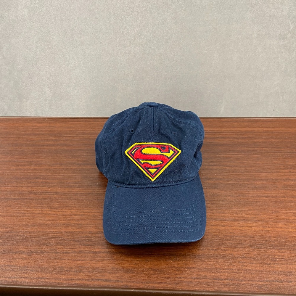 DC Comics Superman Hat Mens Navy Blue Red Cotton Embroidered Baseball Fitted Cap